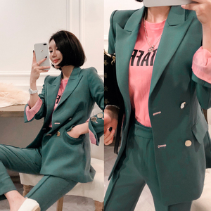 Double-breasted Slim Suit Jacket Fashion Trousers Professional Suit