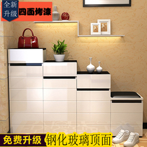 Shoe Cabinet Baking Lacquered Combination Cabinet High And Low Partition Xuan Guan Ladder Double-sided Shoe Cabinet Modern Minimalist Door Hall Locker Room Lockers