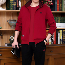Middle-aged sports suit Mens three-piece suit Dad leisure suit Mens sports suit Elderly sportswear running