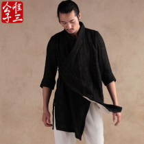 Only three Hanfu men Wei Jin Ancient style Xianqi Taoist robe Buddhist Tang dress Chinese style shirt Lay meditation tea dress Spring and summer