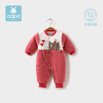 aqpa infant thick cotton padded jacket winter jumpsuit warm children cotton clothing does not support the use of growth card