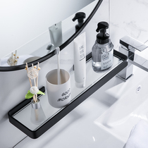 Bathroom shelf Hole-free toilet toilet vanity table Wall-mounted glass mirror front frame Wash toilet storage