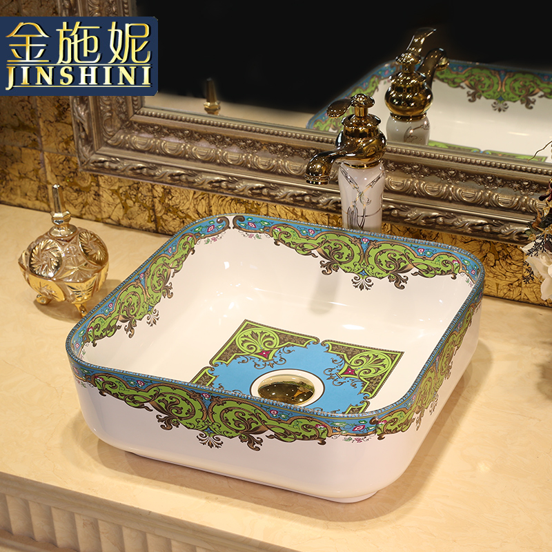 European stage basin to a square household sink art lavatory basin colored square ceramic lavabo