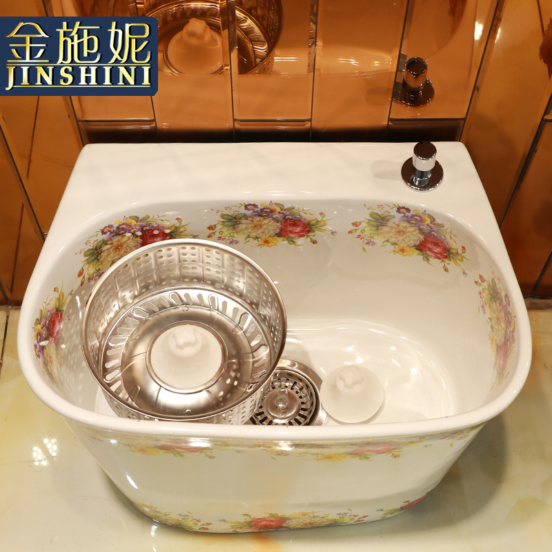 Gold cellnique washing trough pool floor mop mop pool balcony European - style bathroom home land ceramic mop pool