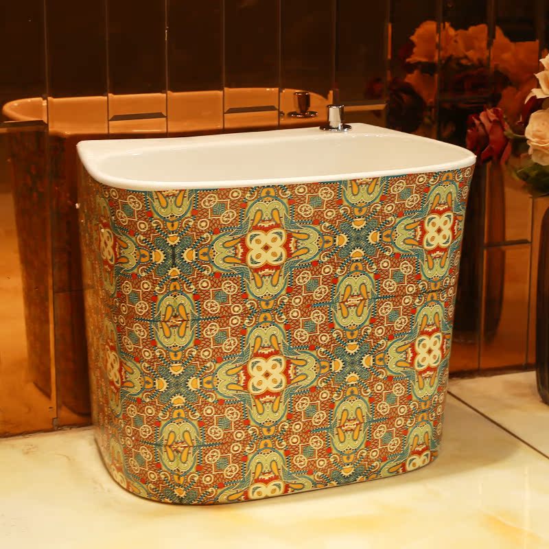 Double drive gold cellnique mop pool toilet ceramic mop pool household mop basin floor balcony sink