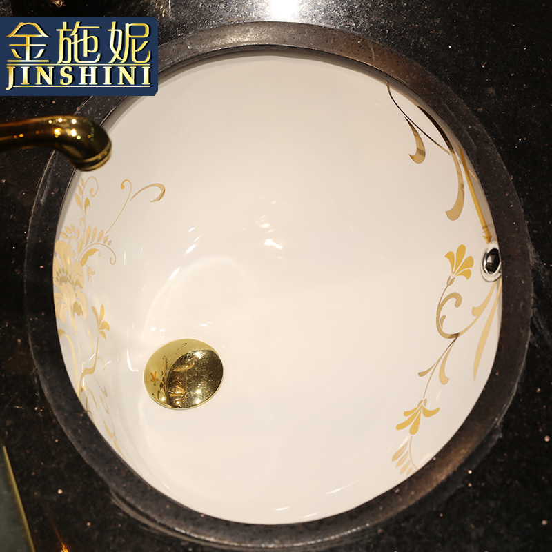 Gold cellnique undercounter embedded basin bathroom basin square sinks ceramic household