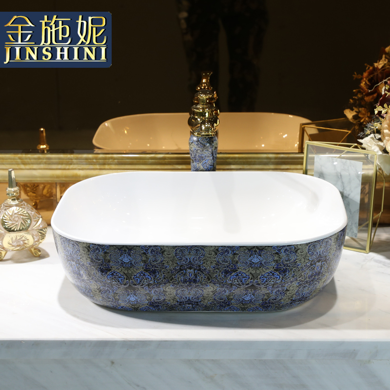 Northern European art ceramic stage basin sink household toilet lavatory faucet heightening basin restoring ancient ways