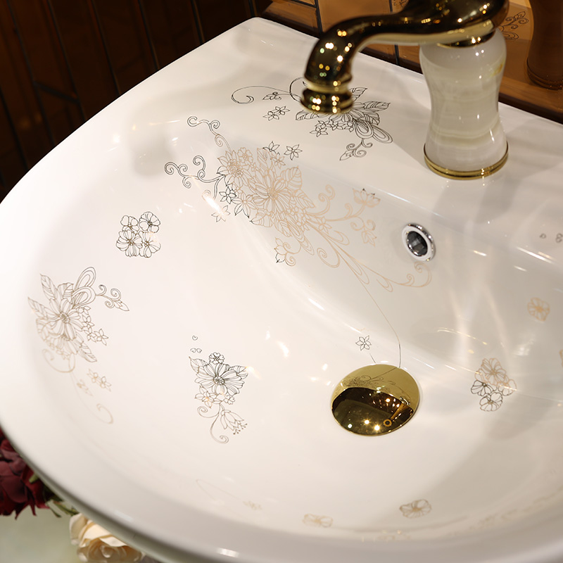 Gold cellnique European - style one - piece toilet ceramic basin stage basin sinks LZP14 more flowers