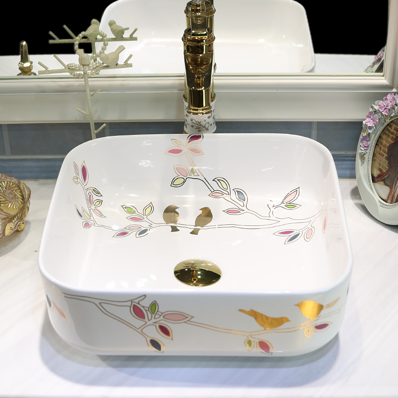 Jingdezhen ceramic stage basin sink household northern wind square lavatory toilet is the pool that wash a face to wash their hands