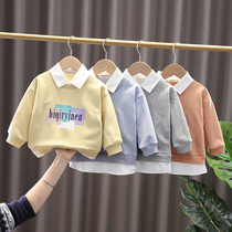 Boys long sleeve shirt fake collar t-shirt two-piece set 2021 spring new foreign-style baby bottoming childrens coat tide