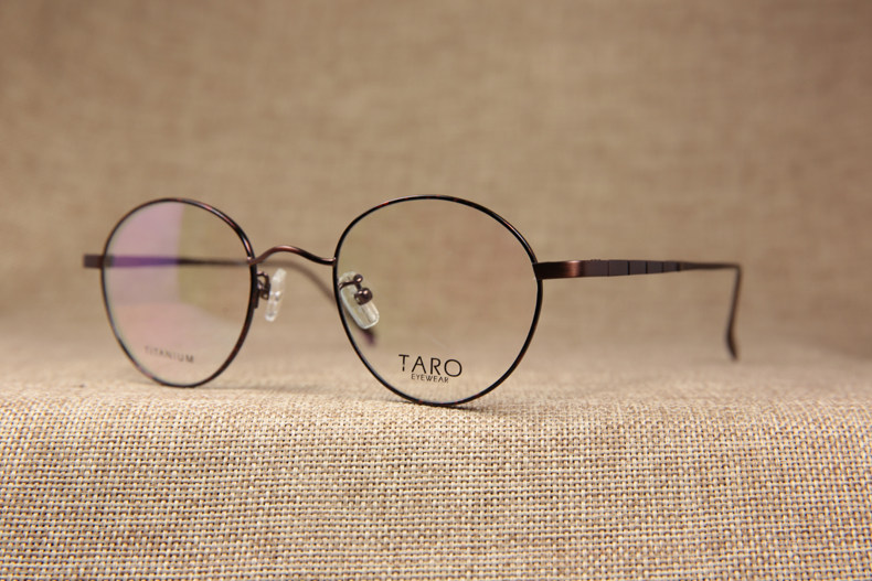taro 纯钛超轻柔韧 全框 男女复古圆款猫眼平光 眼镜框架 ta9101
