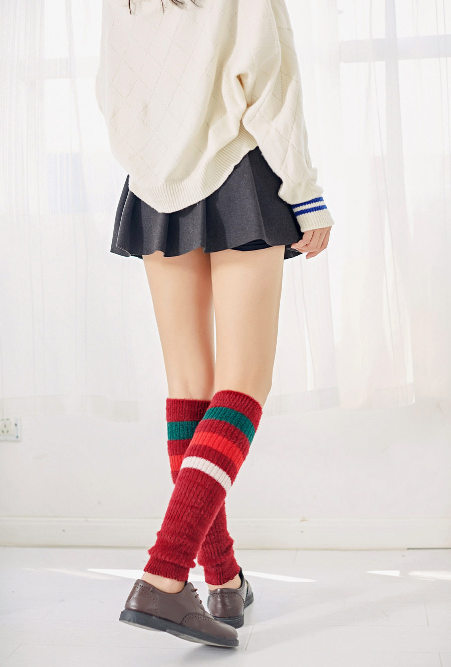 毛线护膝护脚踝脚套保暖黑色裤腿套女士夏季袜套护踝睡觉护腿袜子