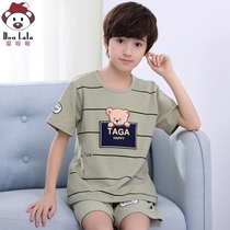 Childrens pajamas boys summer boys cotton thin short-sleeved set summer kids children air-conditioned home wear