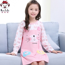 Girls pajamas Childrens nightwear Long-sleeved spring and autumn pure cotton girls pajamas Princess baby mother and daughter parent-child dress