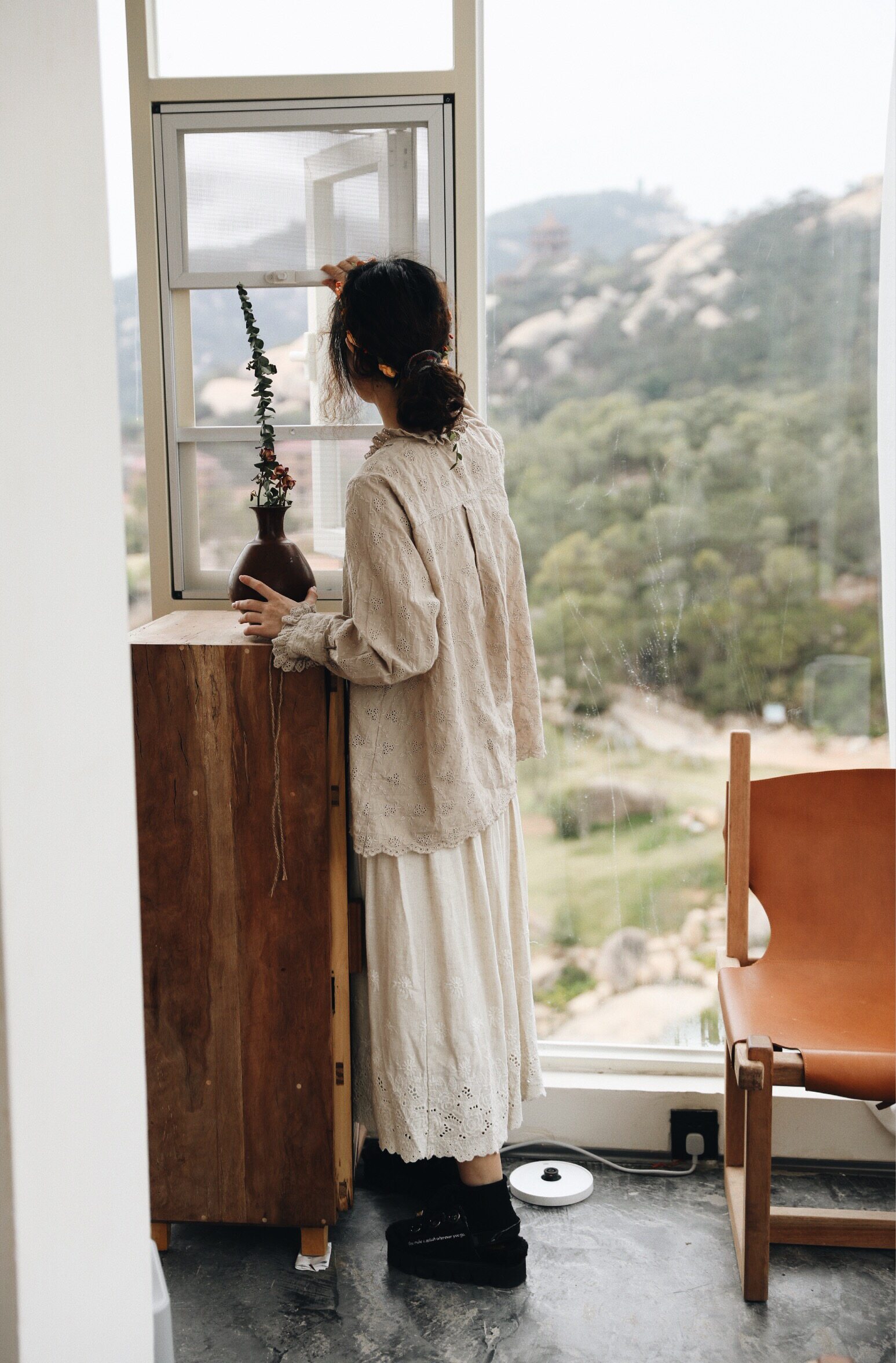 日系女装小清新立领木耳边衬衫女棉麻森系文艺复古荷叶边甜美学生