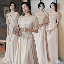 French sister group bridesmaid temperament 2021 new autumn wedding dress dress women Spring and Autumn can wear thin