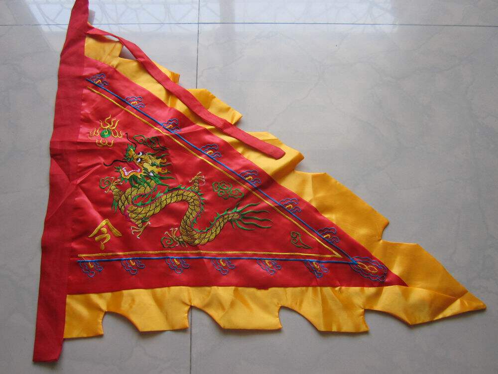 佛教工艺双面刺绣三角龙旗龙舟旗佛旗进香旗风景旗令旗1.25米