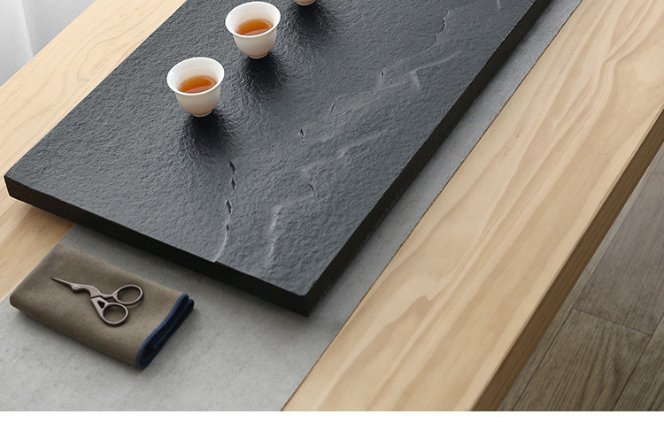 茶现代乌金托盘天然台简约客厅茶具家用号功夫茶盘石材海石头大小