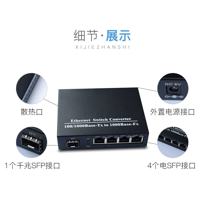 flash sfp gigabit 1 optical 4 electrical port optical transceiver four channel network optical transceiver supports hot swap