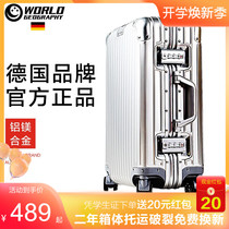 German brand World Geography All-aluminium magnesium alloy drawbar Case suitcase Mens suitcase Mens suitcase 20 inch Den case