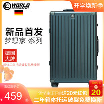German World Geo Aluminum Frame Pull Rod Box Universal Wheel Suitcase 24 Suitcase 20 Inch Boarding password box Men and women