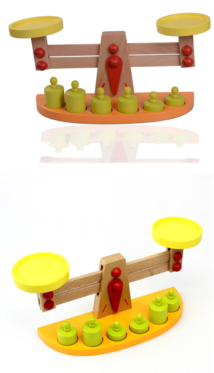 蒙特梭利蒙氏教具木制天平枰儿童称重平衡游戏2-7岁宝宝早教玩具_7折