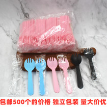 Cake fork spoon plastic disposable spoon Fork cake spoon fruit fork dessert spoon fruit fishing spoon separate packaging