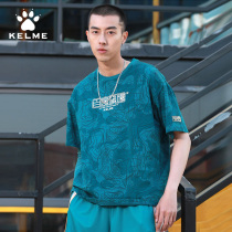 KELME Kaley Couple Short Sleeve T-Shirt Men Trend Retro Country Wind Casual Sports Cotton Summer Loose Blouse