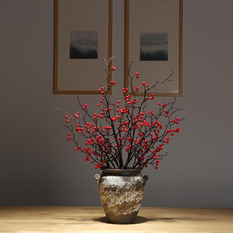 Jingdezhen ceramics dried flower vase household living room TV ark, simulation flower decoration ideas of new Chinese style decoration