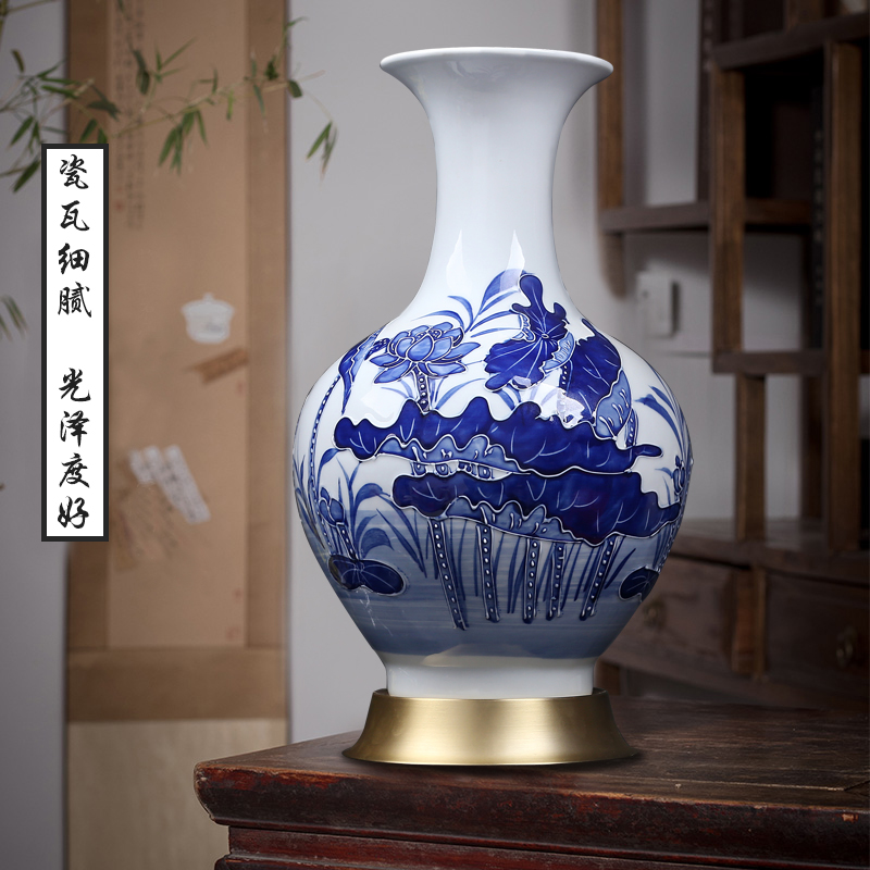 Jingdezhen blue and white design furnishing articles of modern Chinese style household, sitting room porch lotus decoration ceramics craft vase