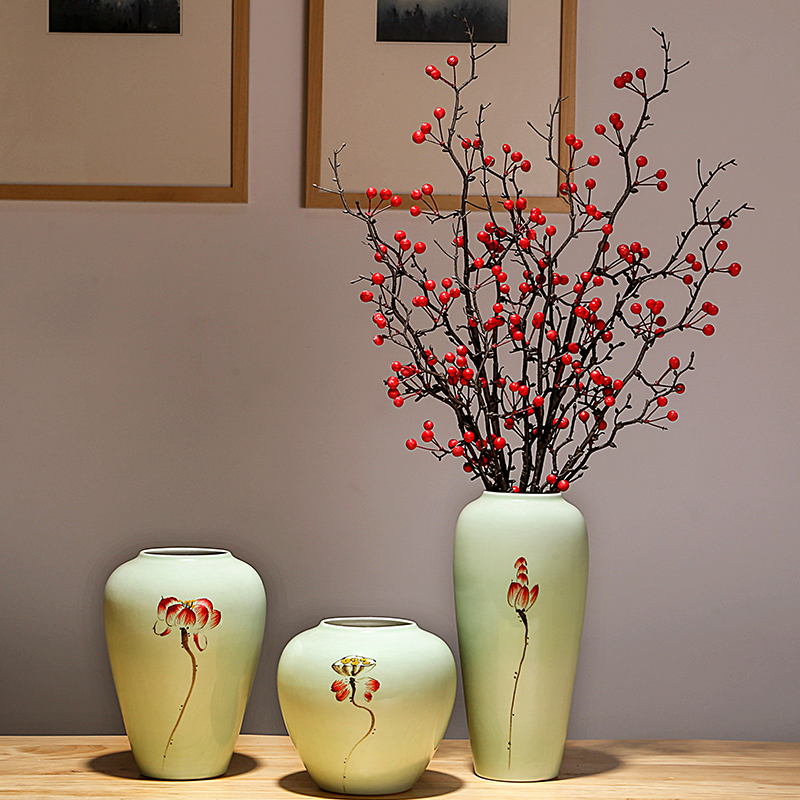 Jingdezhen ceramic vases, dried flowers, flowers, flower arrangement contracted study Chinese landing, the sitting room porch place decoration
