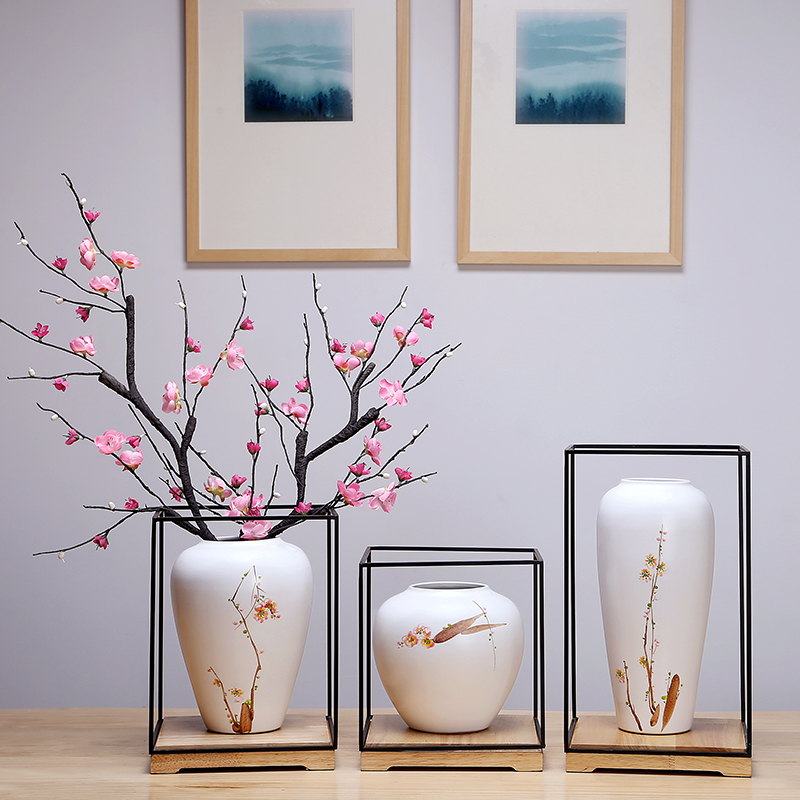 Ceramic vase continental simulation dried flower flower arranging place to live in the living room TV cabinet decoration simple porch decoration