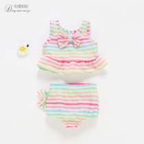 Baby girl swimsuit baby cute bikini Princess striped beach swimsuit set children split swimsuit