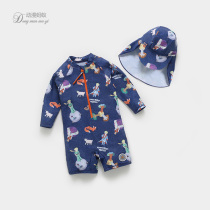 Boy swimsuit Xia Baoer Boy 3 years old 4 years old boy swimsuit children children swimsuit boy summer long sleeve conjoined