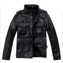 2021 summer new cowhide leather leather men slim short alpha hunting suit flight suit motorcycle suit trend