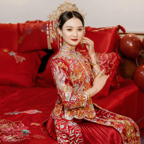 (He Sheng)Xiuhe dress bridal toast dress 2021 new dragon and phoenix coat dress Chinese bridal dress cabinet dress summer