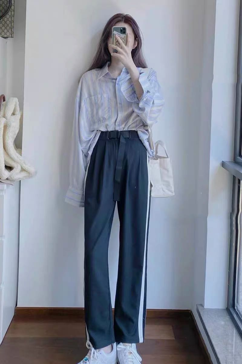 春秋季盐系小个子穿搭洋气减龄衬衫休闲运动裤时尚炸街两件套装女