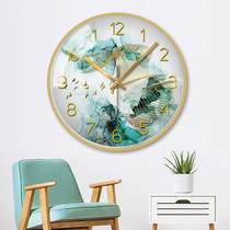 Nordic Creative mute wall clock light luxury living room bedroom home decoration clock golden atmosphere non-perforated quartz clock