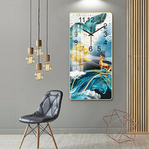 Nordic light luxury crystal porcelain painting wall clock watch home living room bedroom silent fashion rectangular personality decorative clock