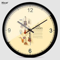 HICAT crazy kitten creative instrument mute wall clock Wall watch home music classroom personality clock quartz clock