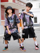 Street Dance Children Tide Clothes Boy Hip Hop Costume Summer T-Shirt Suit Blouses to serve girls performance wear short sleeves