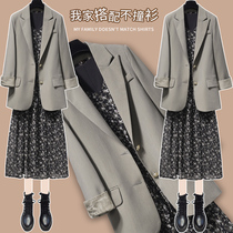 Senior temperament loose autumn and winter suit jacket women 2021 floral dress casual suit two-piece suit