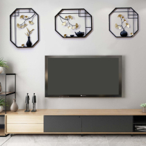 Three-dimensional TV sofa background wall decoration New Chinese living room dining room wall pendant Wall pendant wrought iron