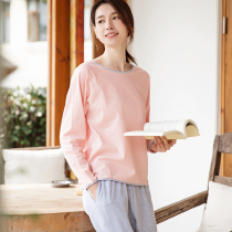 Lam Lemon Spring and Autumn Winter Pajamas Women Cotton Long Sleeve Pajamas Korean Simple Cotton Japanese Home Clothes Set