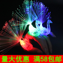 2019 Nets Red Night Market Toys Wholesale Children Gift Luminous Peacock Finger Lights to Push Little Toys 1 Yuan less