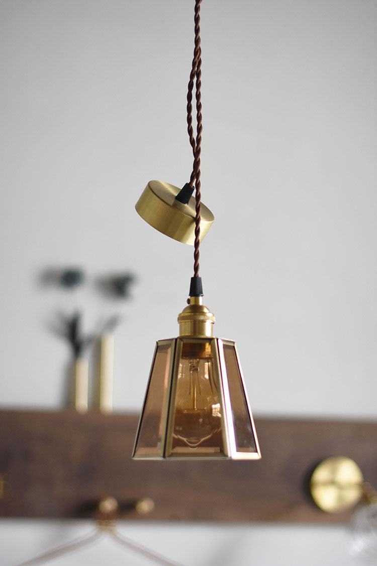 复古黄铜吧台床头灯创意简约日式小吊灯禅意茶台灯后现代家用灯具