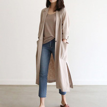 Spring and summer suit windbreaker thin female long cotton linen small suit Korean new linen sunscreen coat tide spring and autumn