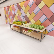 Fruit and vegetable rack supermarket fresh fruit and vegetable mid-island shelf promotion desk convenience store wooden fruit basket display 25
