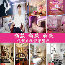 New yy anchor 3d background cloth live broadcast room male and female anchor indoor warm luxury graffiti 3d background cloth