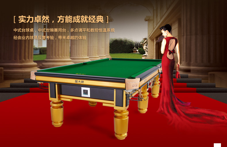 星牌中式世锦赛台台球桌黑八台球桌标准国标桌球台xw110-9a